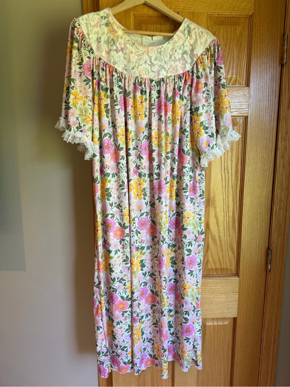 Floral Nightgown House Dress Lace Trim Spirit Women’s Plus Size 1X Grandmacore